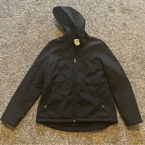 Avalanche women’s medium black jacket spring fall coat fleece lined hood zip